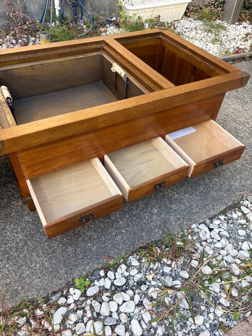 木製引き出し付き座卓　囲炉裏テーブル