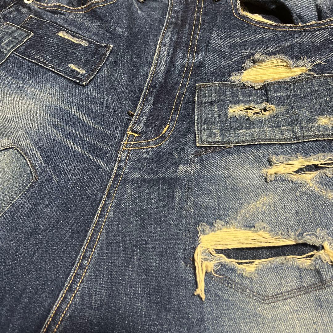 glamb グラム　日本製　サルエル　デニム　パッチワーク　アンプラグド