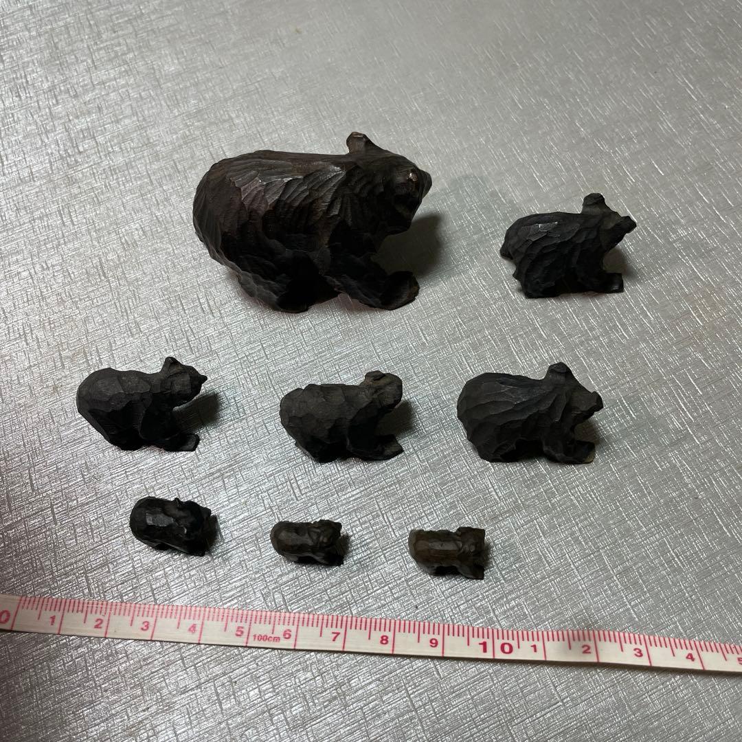 木彫り熊 一刀彫り ミニチュア8体セット50年前昭和レトロ北海道アイヌ