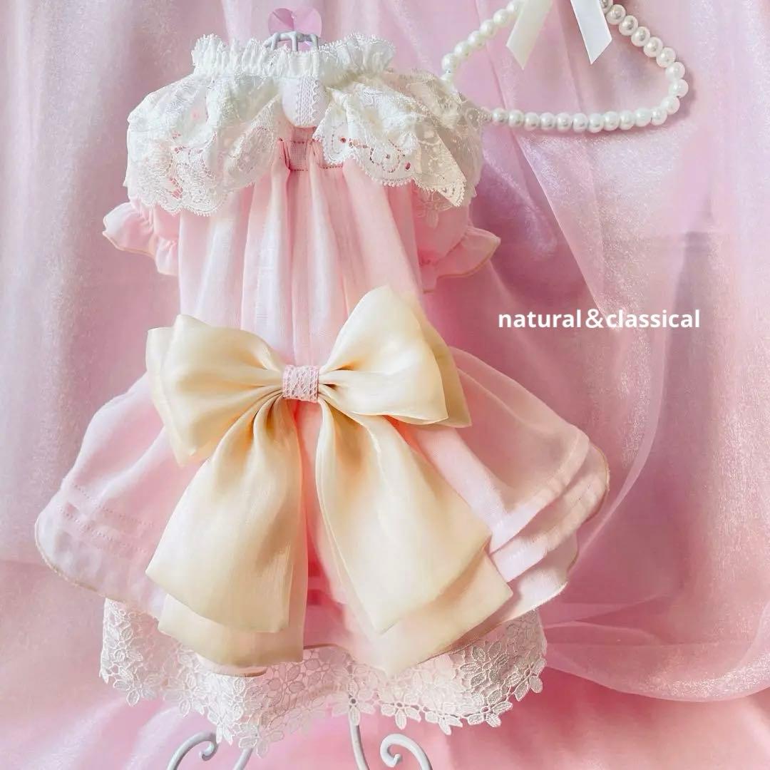 ナチュラル＆クラシカル　ペチコートワンピつけ襟付き　新色登場♡　犬服ハンドメイド