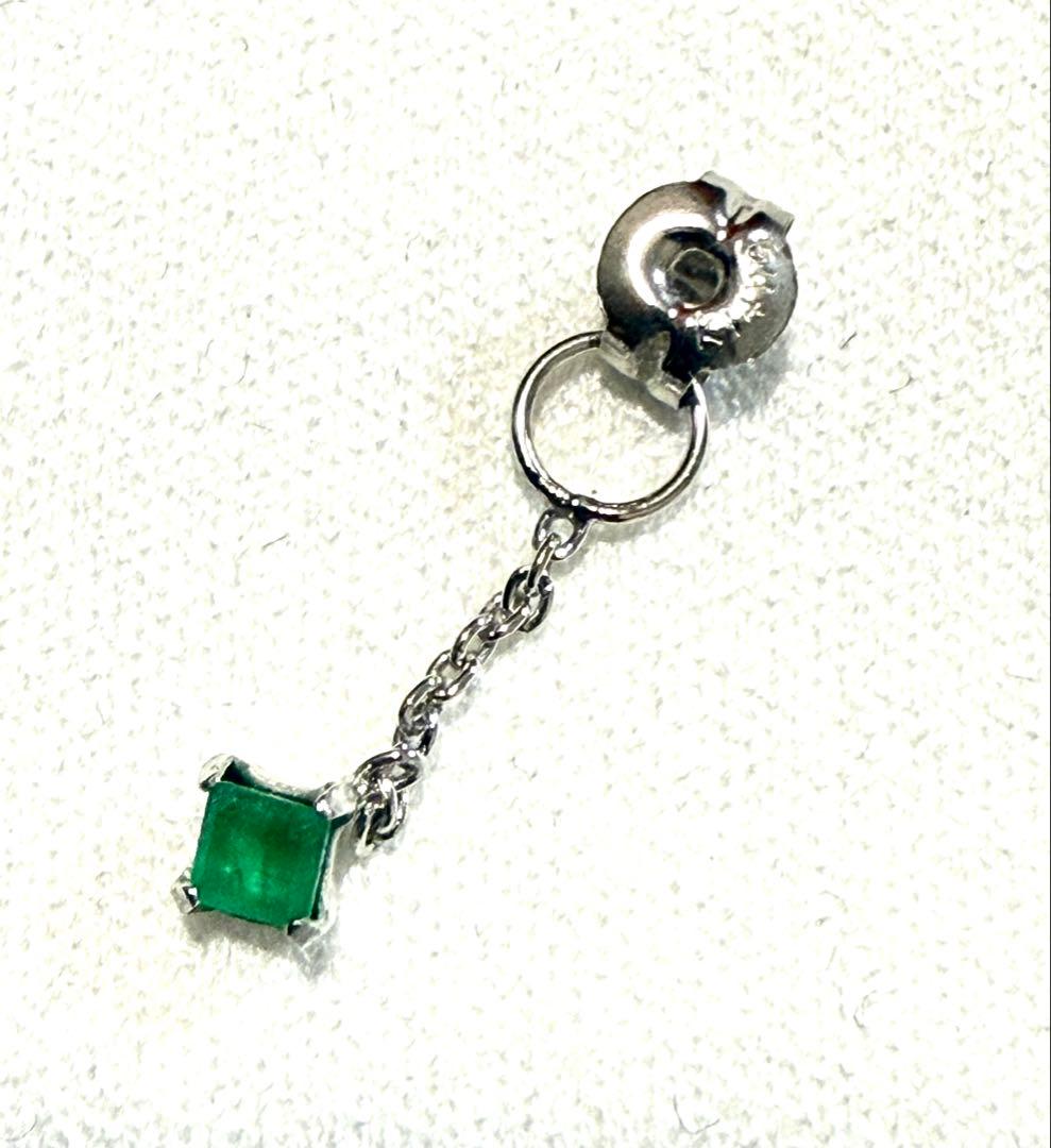 ★エメラルド K14WG スィングキャッチピアス★