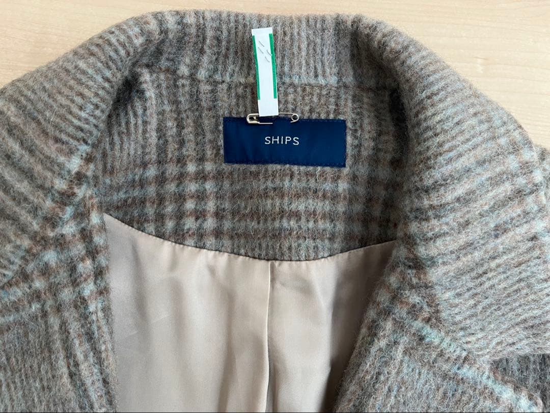 SHIPS マンテコ シャギー チェック コート チェスター g シップス 38