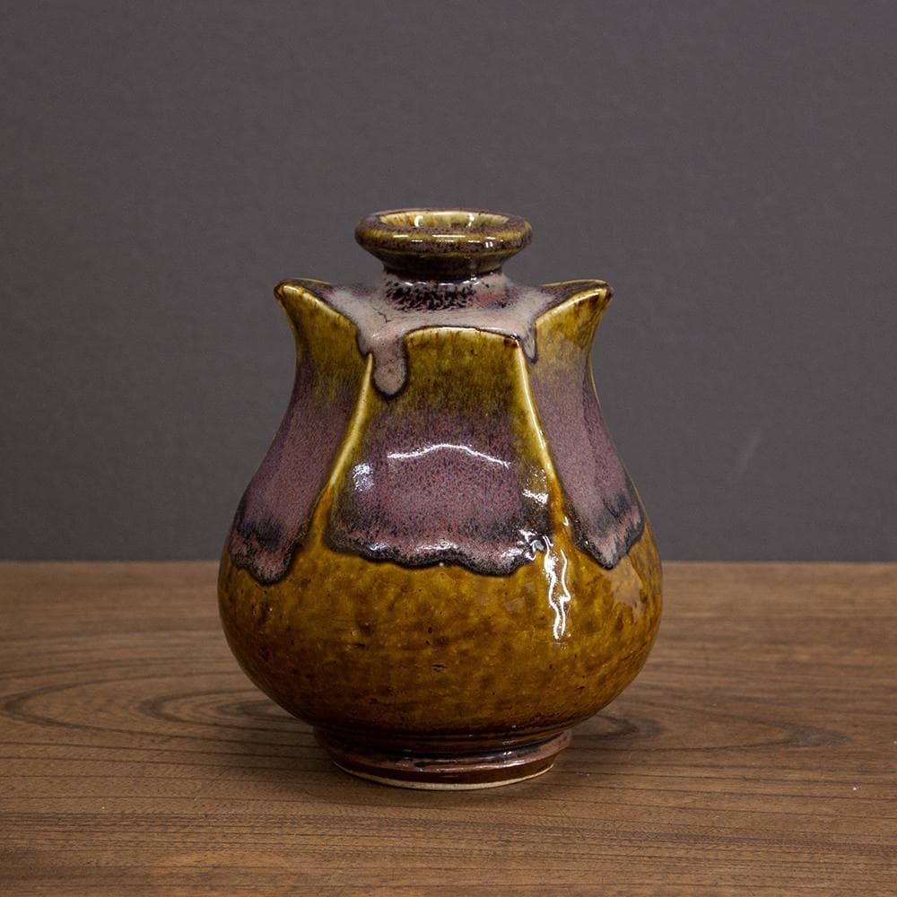 錦山焼 花瓶 フラワーベース 高さ17.6cm 民芸 昭和レトロ （1）