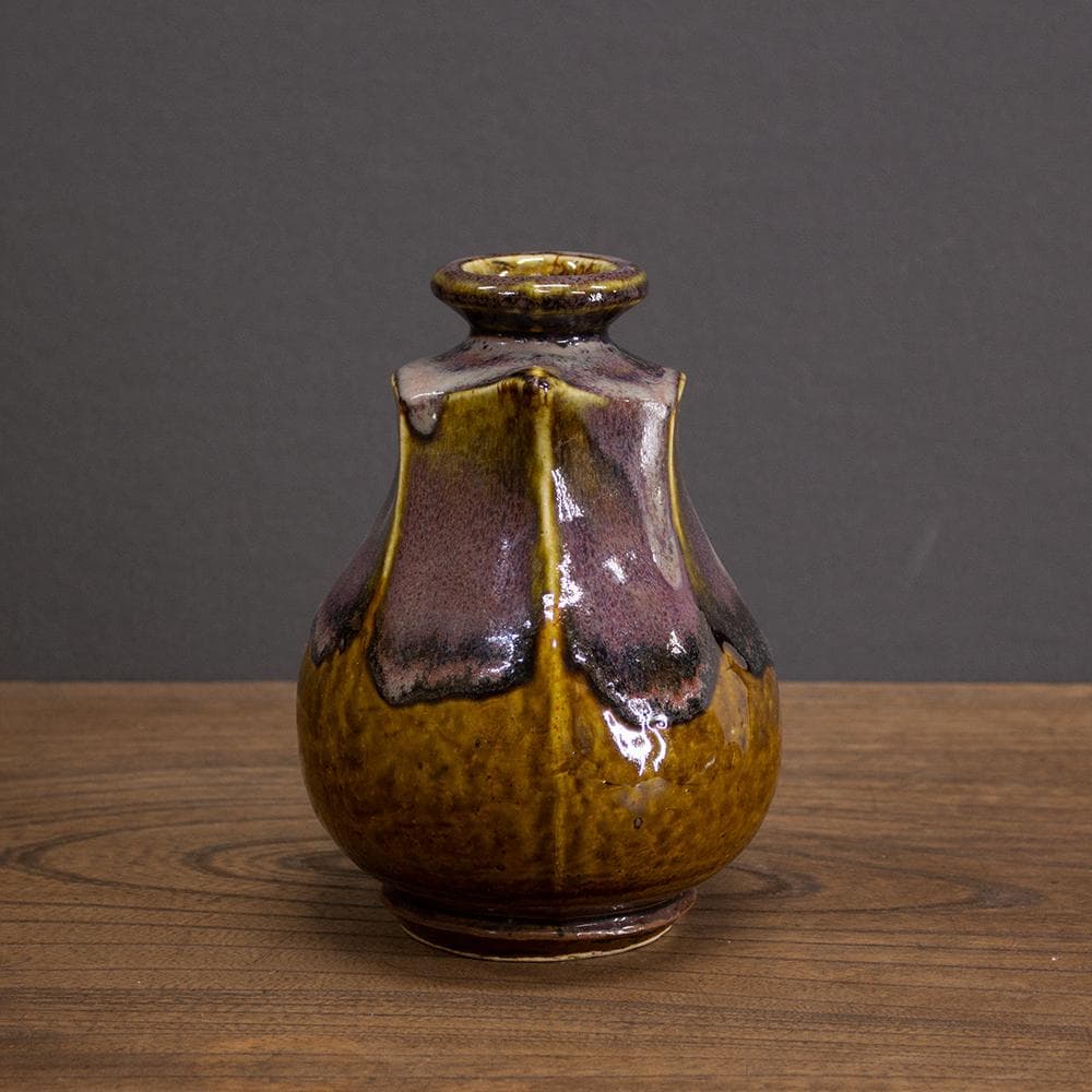 錦山焼 花瓶 フラワーベース 高さ17.6cm 民芸 昭和レトロ （1）