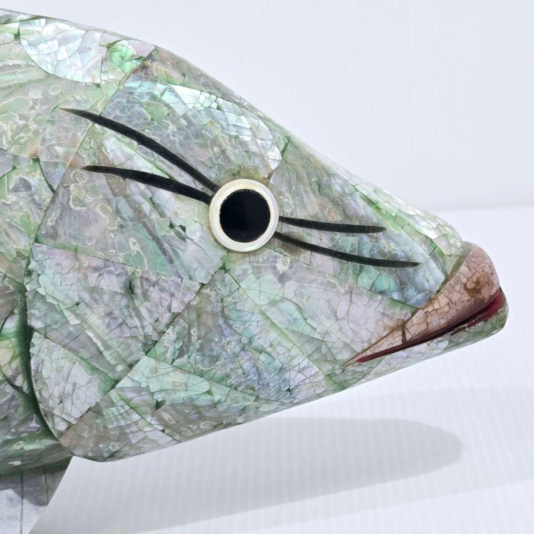 ヴィンテージ アワビ パウア貝 魚の細工 孔雀貝 オブジェ 42cm 希少