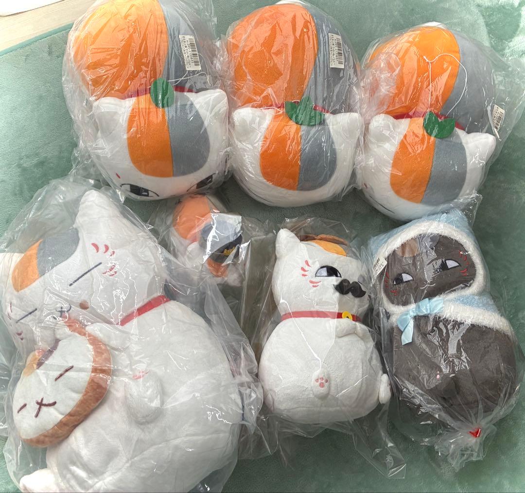 未使用 夏目友人帳 ニャンコ先生 ぬいぐるみ　トリプルニャンコ　黒ニャンコ