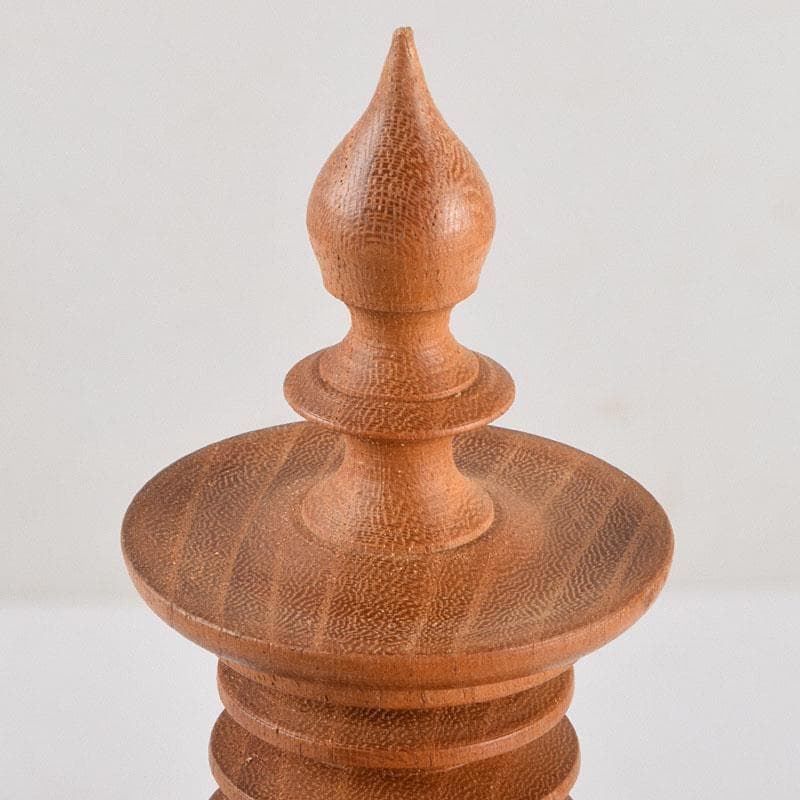 仏教美術　木彫　四天王寺古材　五重塔　多宝塔　百萬塔　台付　共箱　M　R9281