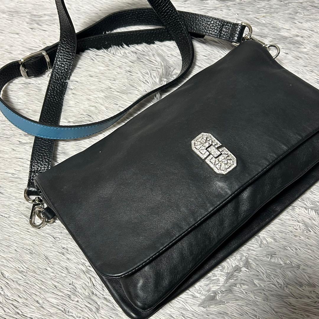 ADMJ エーディーエムジェイ　スワロフスキー　ショルダーバッグ　ブラック