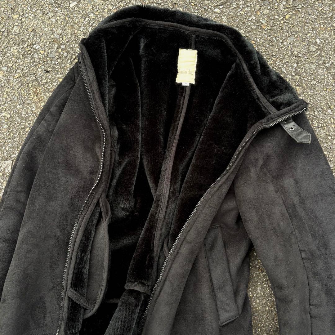 black mouton jacket B-3 suède jacket 90s