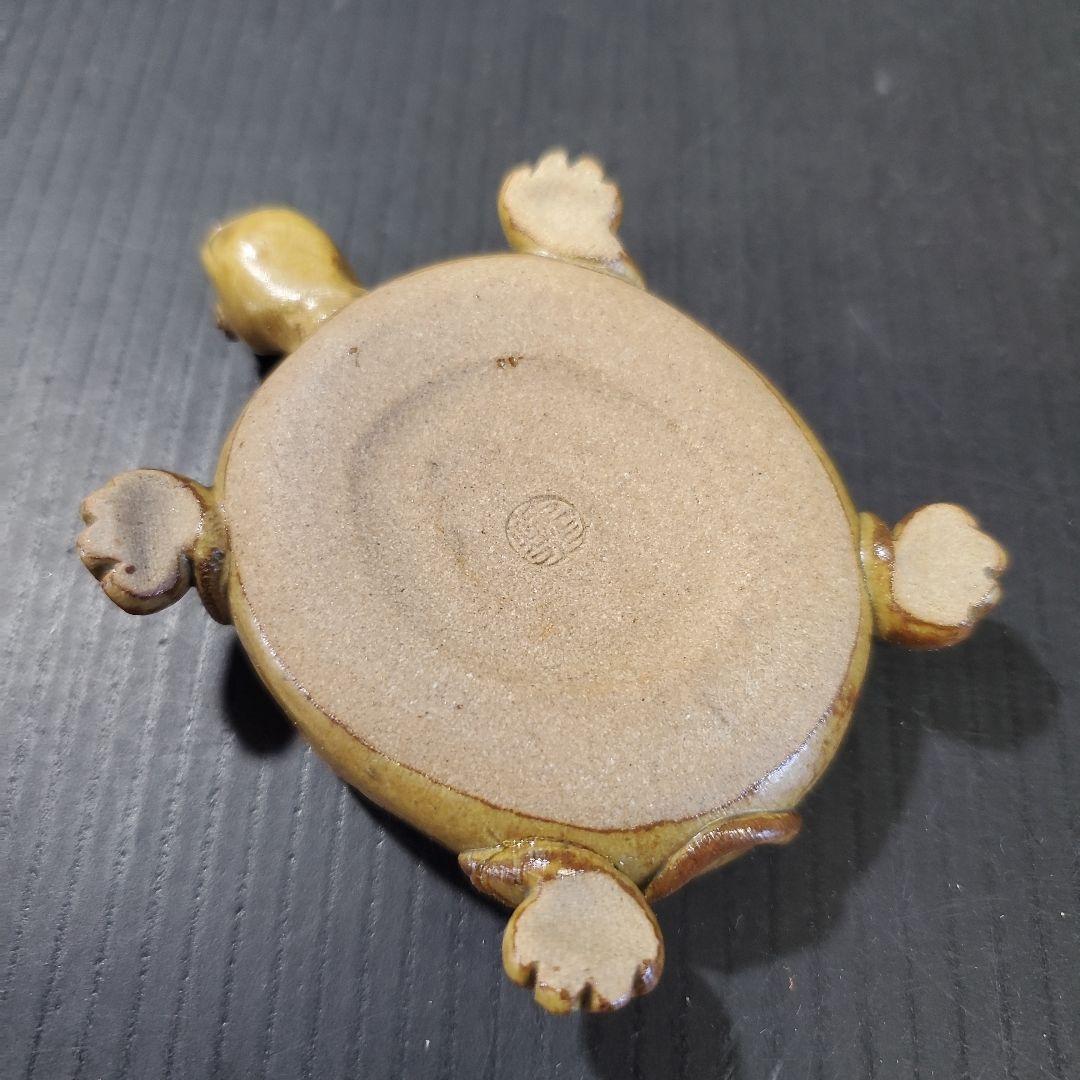 sale 茶道具 織部焼 松本鉄山 亀 香合 伊羅保 織部 g