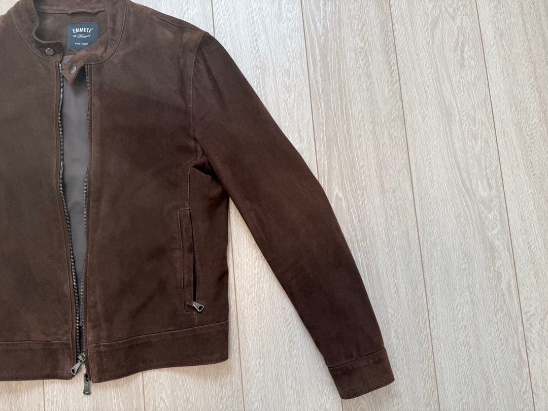 EMMETI エンメティ マロン（こげ茶 ）スエード シングルライダース
