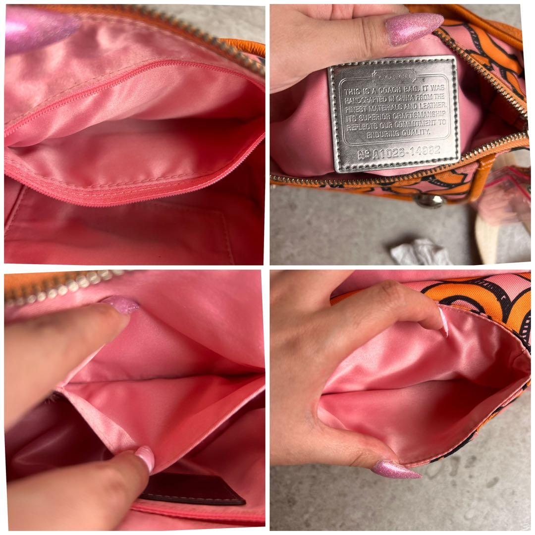 ✨良品✨️COACH 2way ショルダーバッグ オプアート 総柄 オレンジ