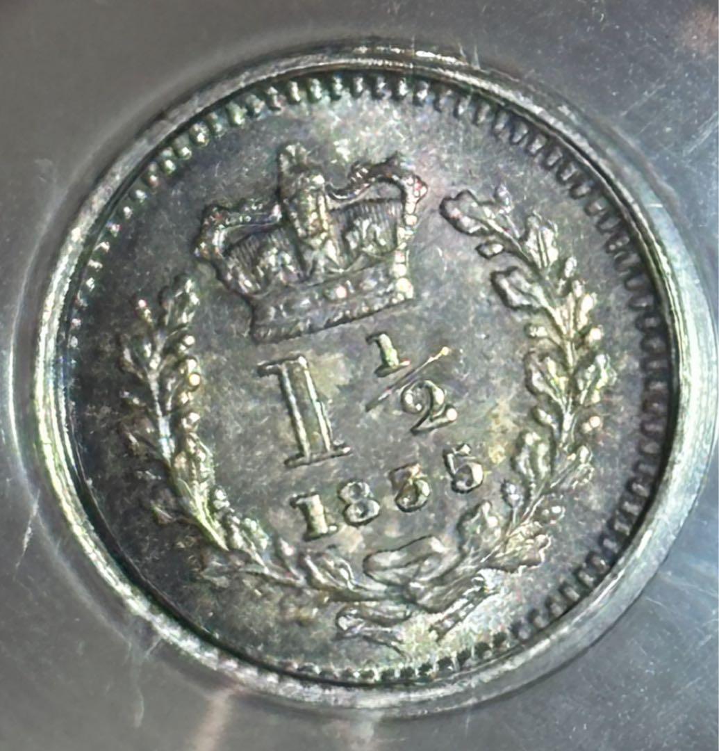 1835年イギリスGreat Britain1 1/2D銀貨PCGS高鑑定＆稀少