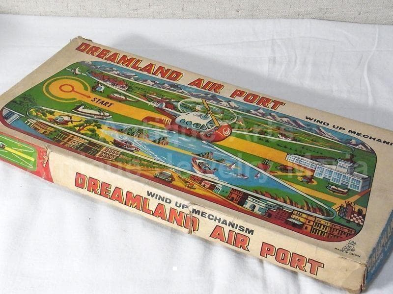 ブリキの飛行機が走る ドリームランド エアポート １９６０年代　日本製　箱付き