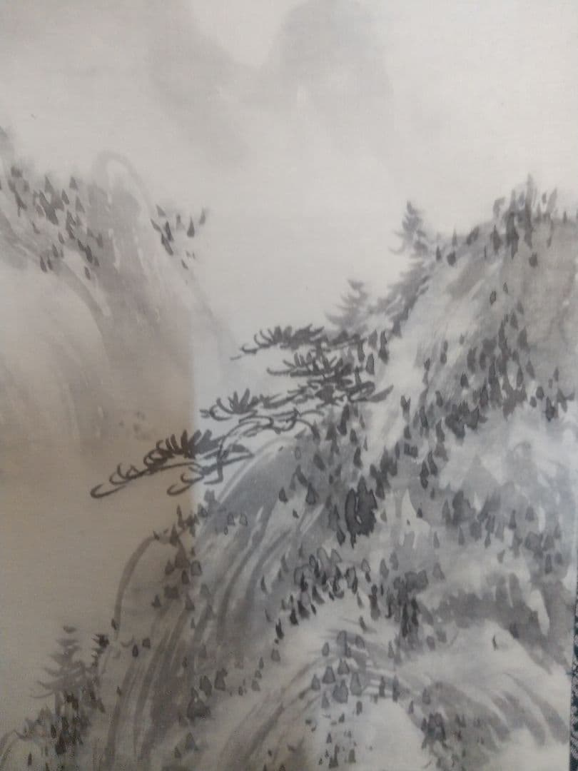 絹本掛け軸『松叡飛泉図』