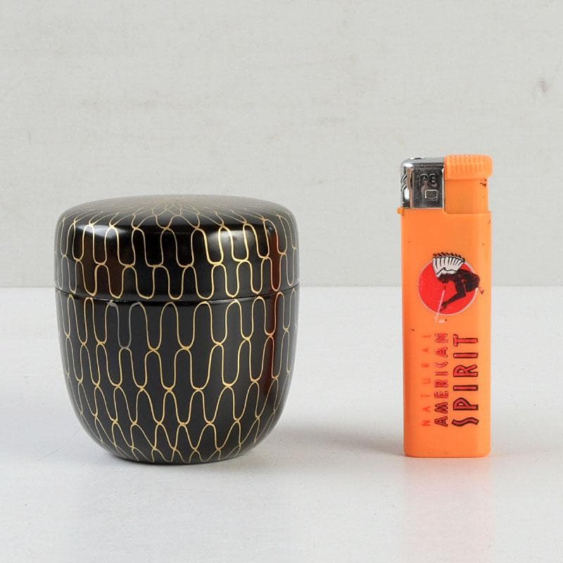 茶道具　中村湖彩作　網目蒔絵　中棗　共布　紫野　小林太玄極め箱　V　9369