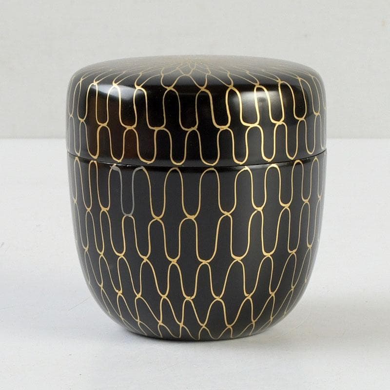 茶道具　中村湖彩作　網目蒔絵　中棗　共布　紫野　小林太玄極め箱　V　9369