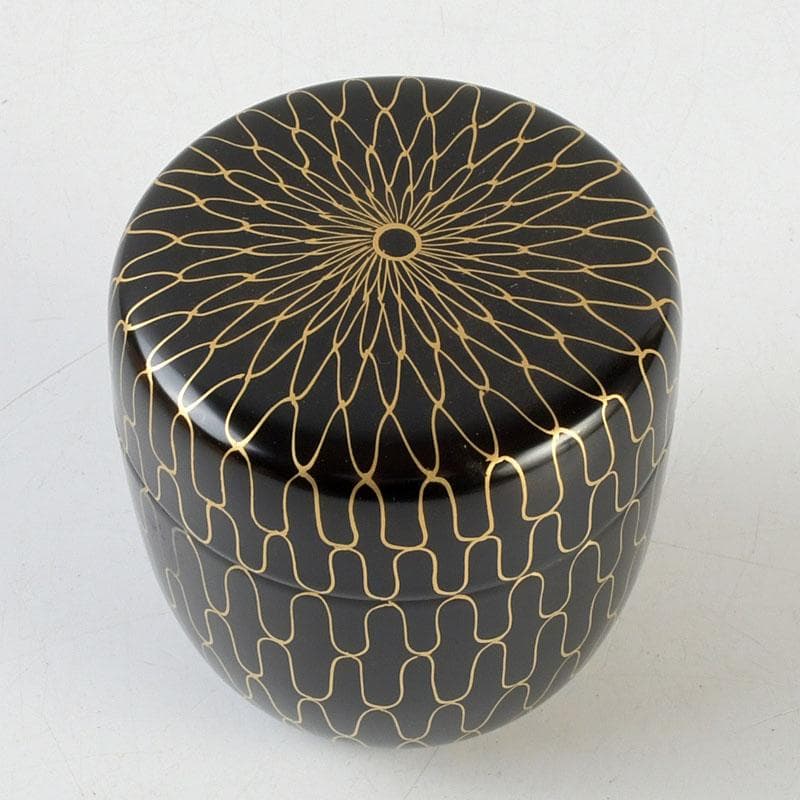 茶道具　中村湖彩作　網目蒔絵　中棗　共布　紫野　小林太玄極め箱　V　9369