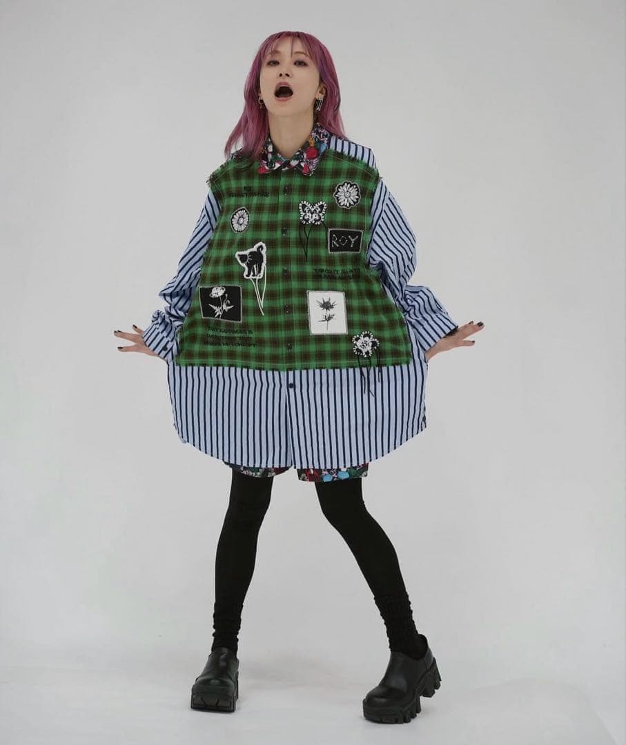 LiSA Roy reflect overjoy 刺繍ストライプ デザインシャツ