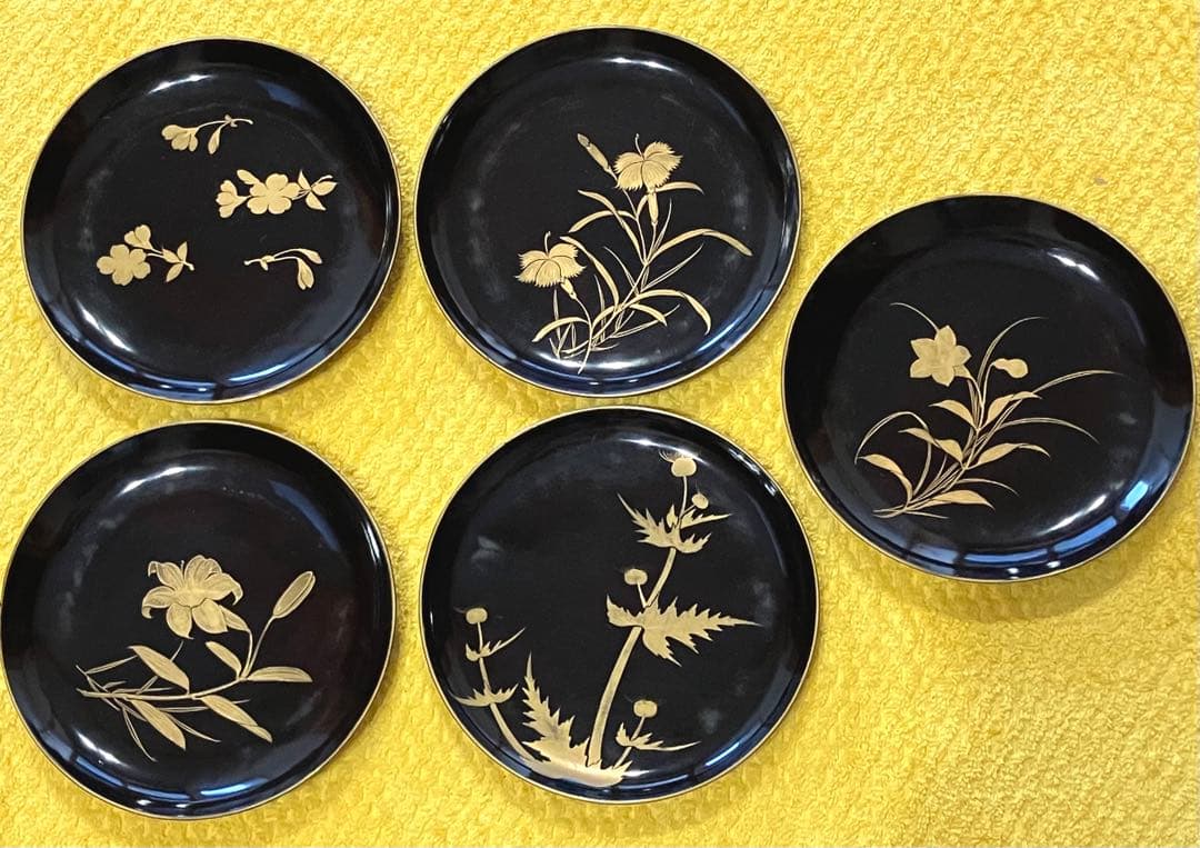 江戸後期 漆器 蒔絵 銘々皿 21枚 アンティーク 骨董 蔵出し 面々盆 茶道具