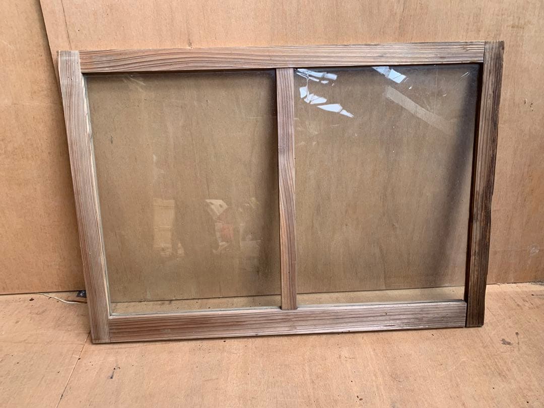 戦前　古い木枠ゆらゆらガラス戸2分割　てんぽ建具古家具仕切り古民家