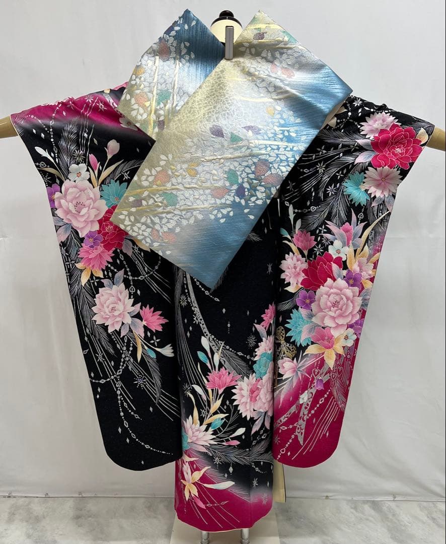 振り袖　フルセット　長襦袢付　金彩　刺繍　銀通し　豪華　成人式　長尺袋帯　612