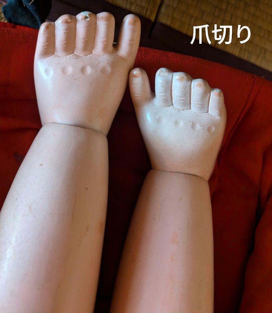 全長80ⅽⅿ　市松人形　幕末　高級武士　江戸縮緬　ビスクドール　爪切り