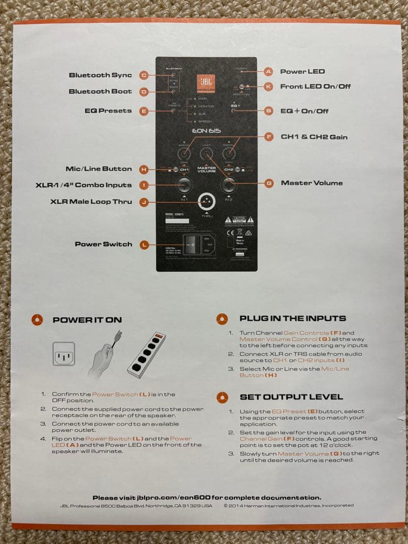 JBL EON610 アクティブスピーカー