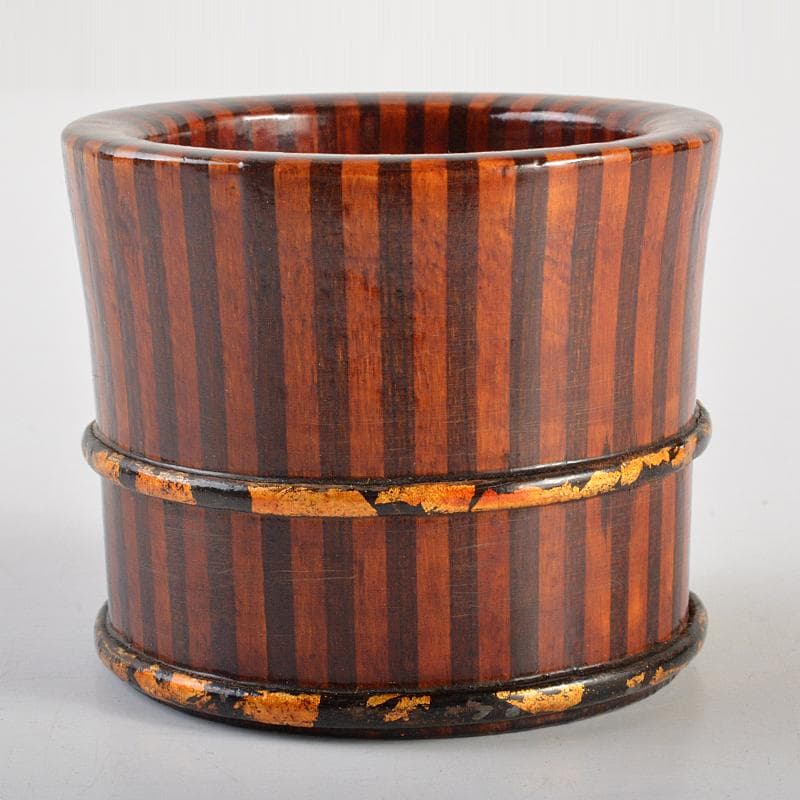 茶道具　友裕作　寄木　茶筒　時代箱付　V　R7407