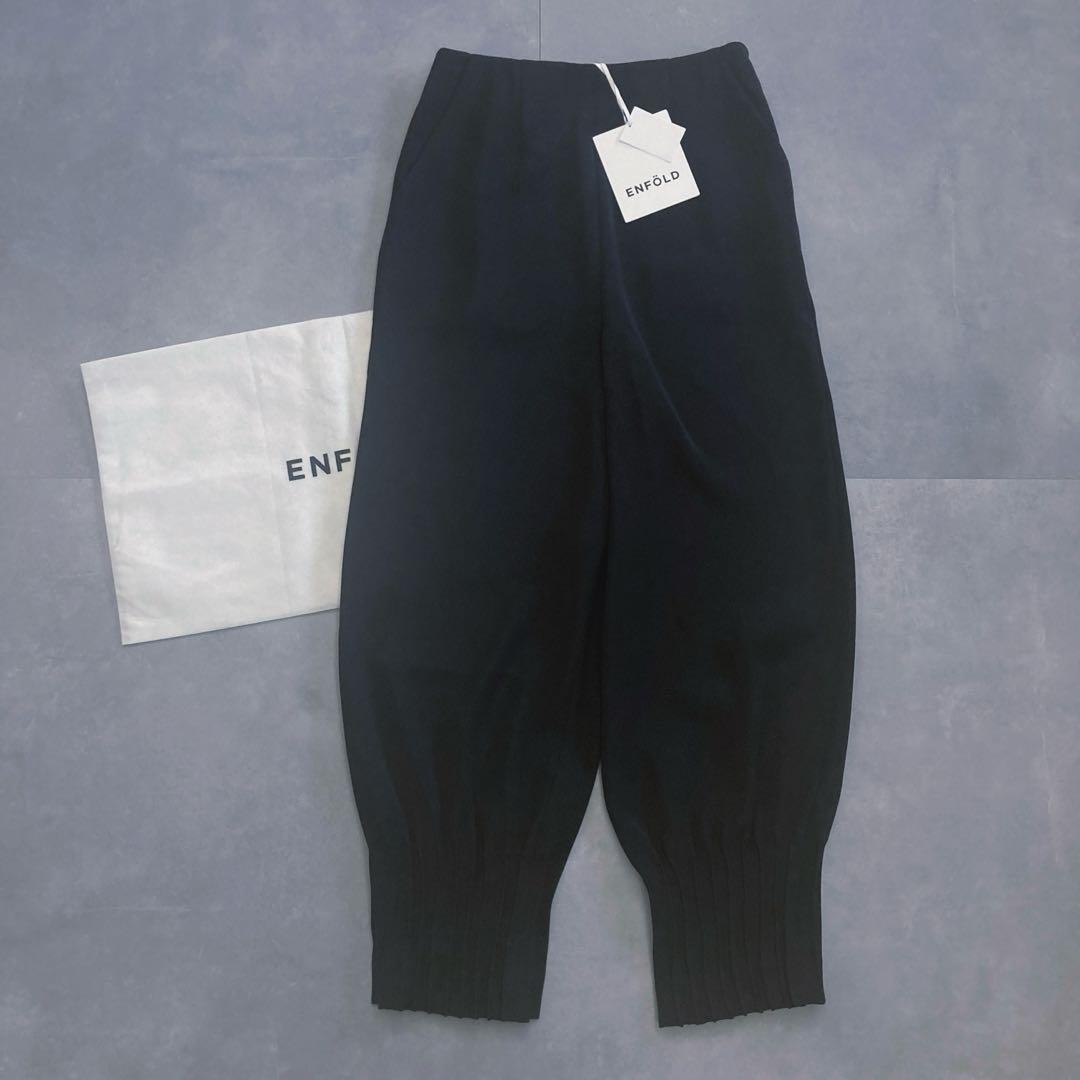 【新品タグ付✨】ENFOLD ダブルサテンSTタックジョガーPT ネイビー　38