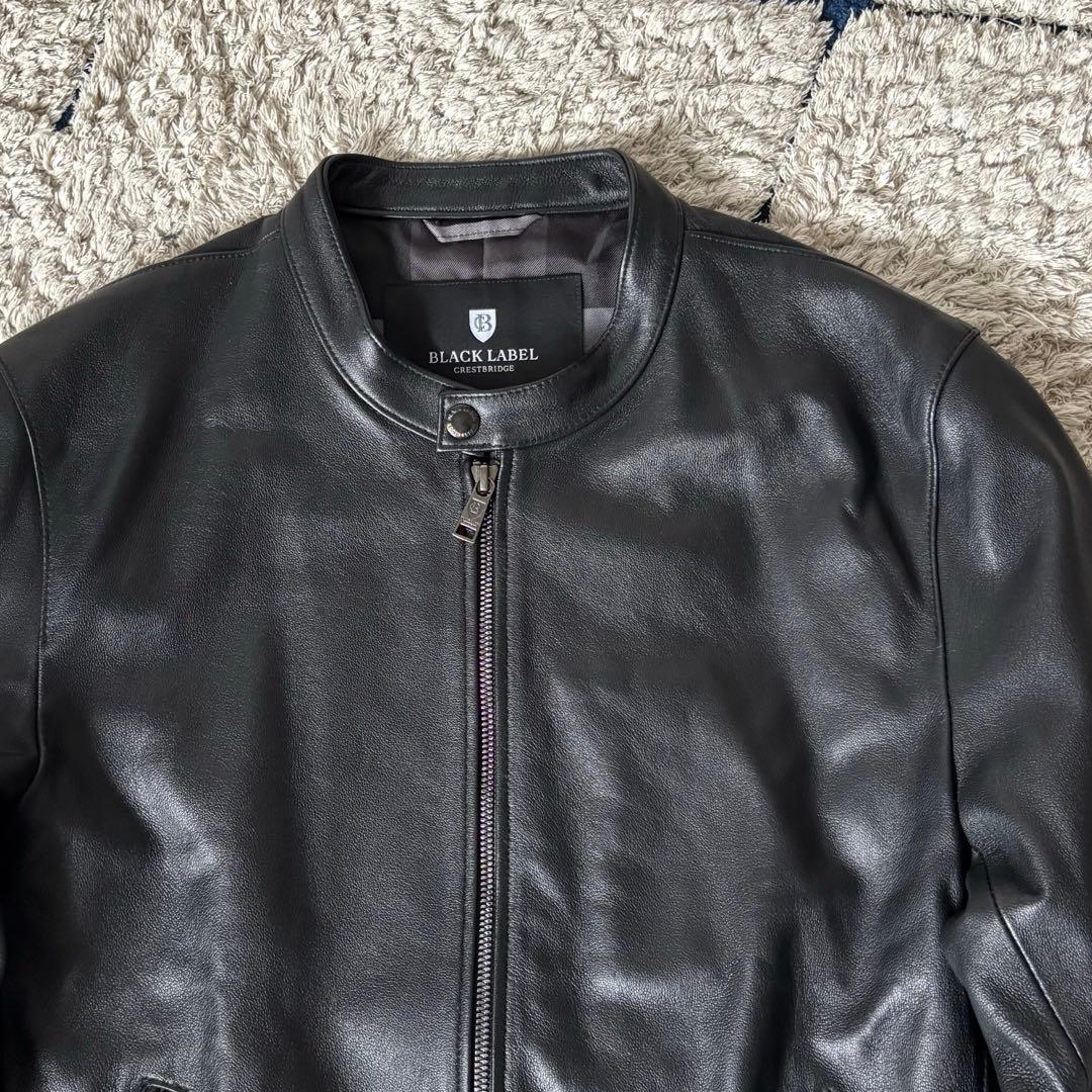 【極美品✨】ブラックレーベルクレストブリッジ　レザージャケット　羊革　ライダース