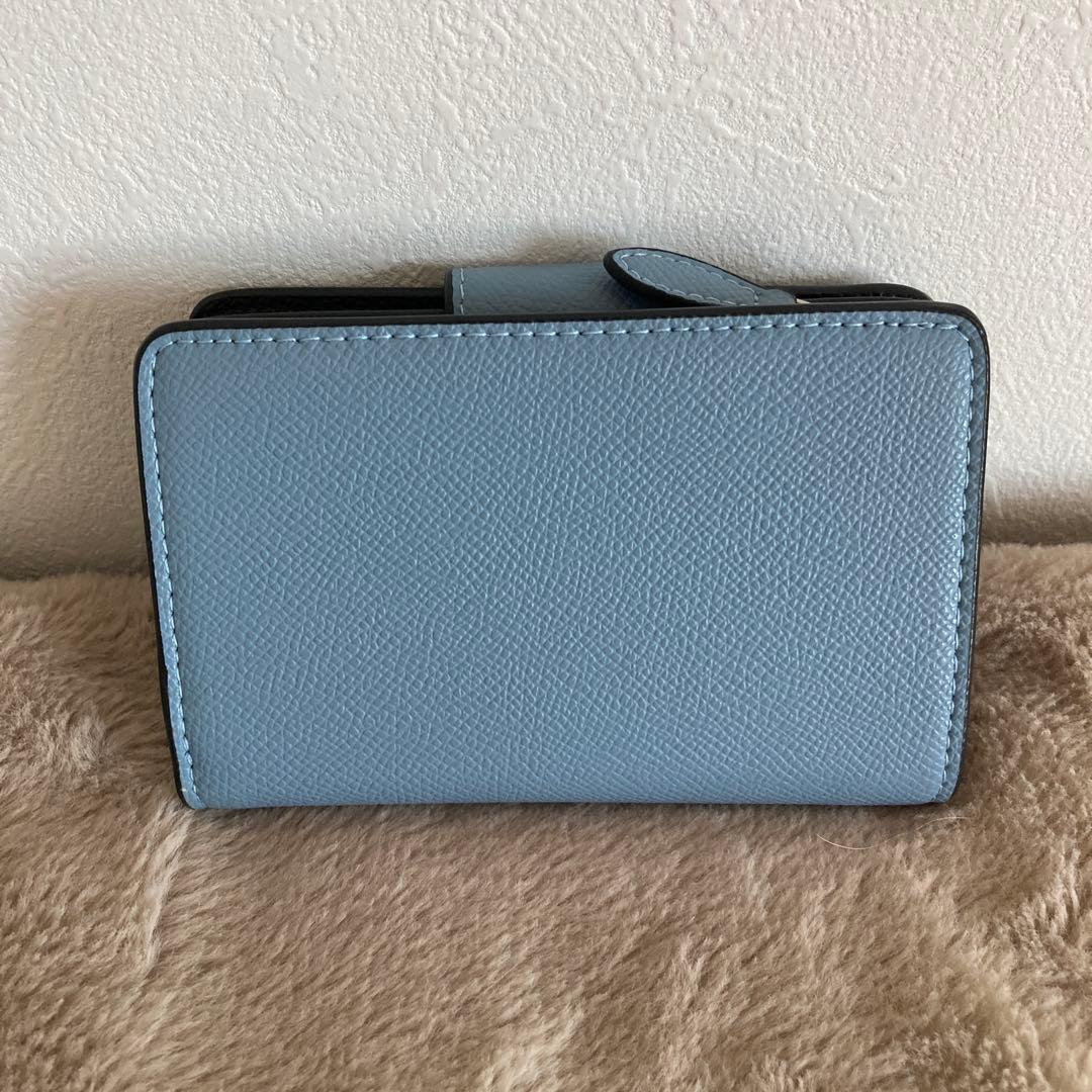 【美品】COACH コーチ 二つ折り財布 ライトブルー コンパクト
