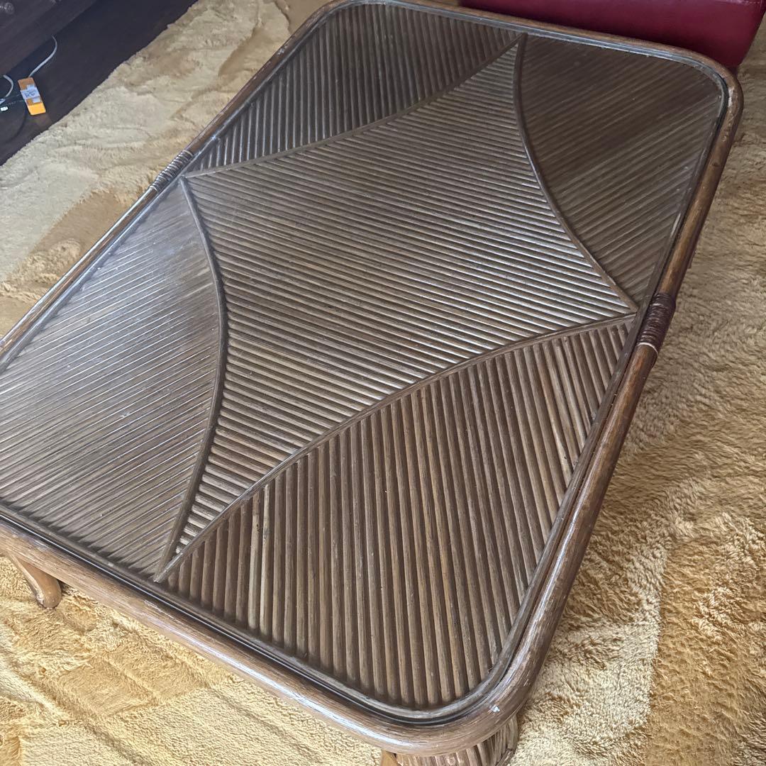 籐テーブル✖️ガラストップの大型炬燵