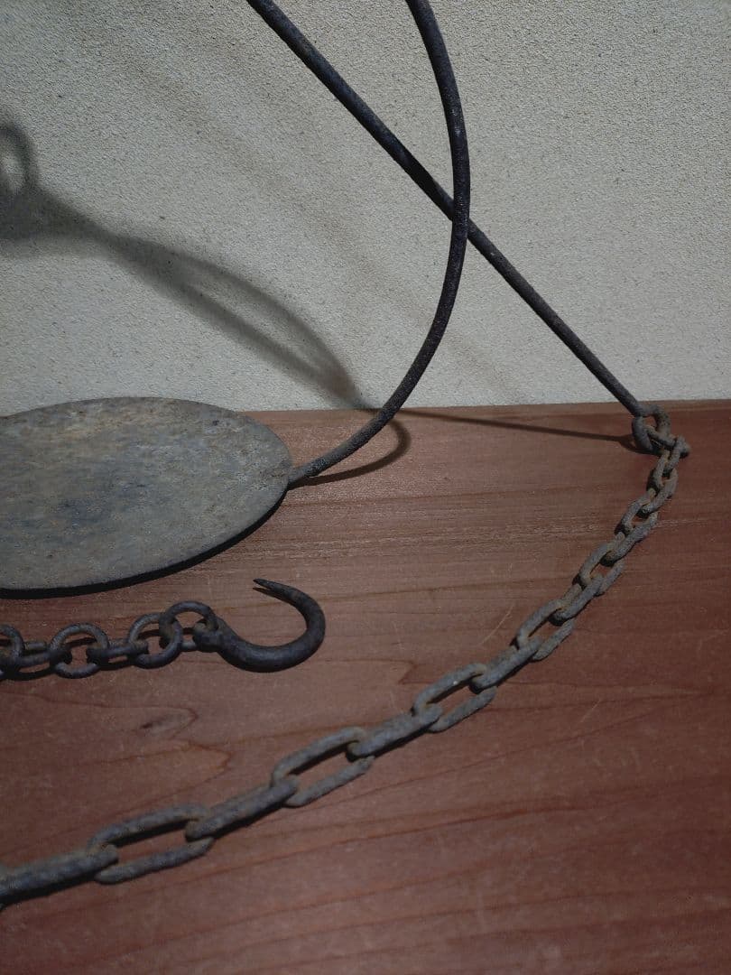 鉄製 吊るし灯火器 花器 花入れ 古道具 古民具 行燈 行火 灯明