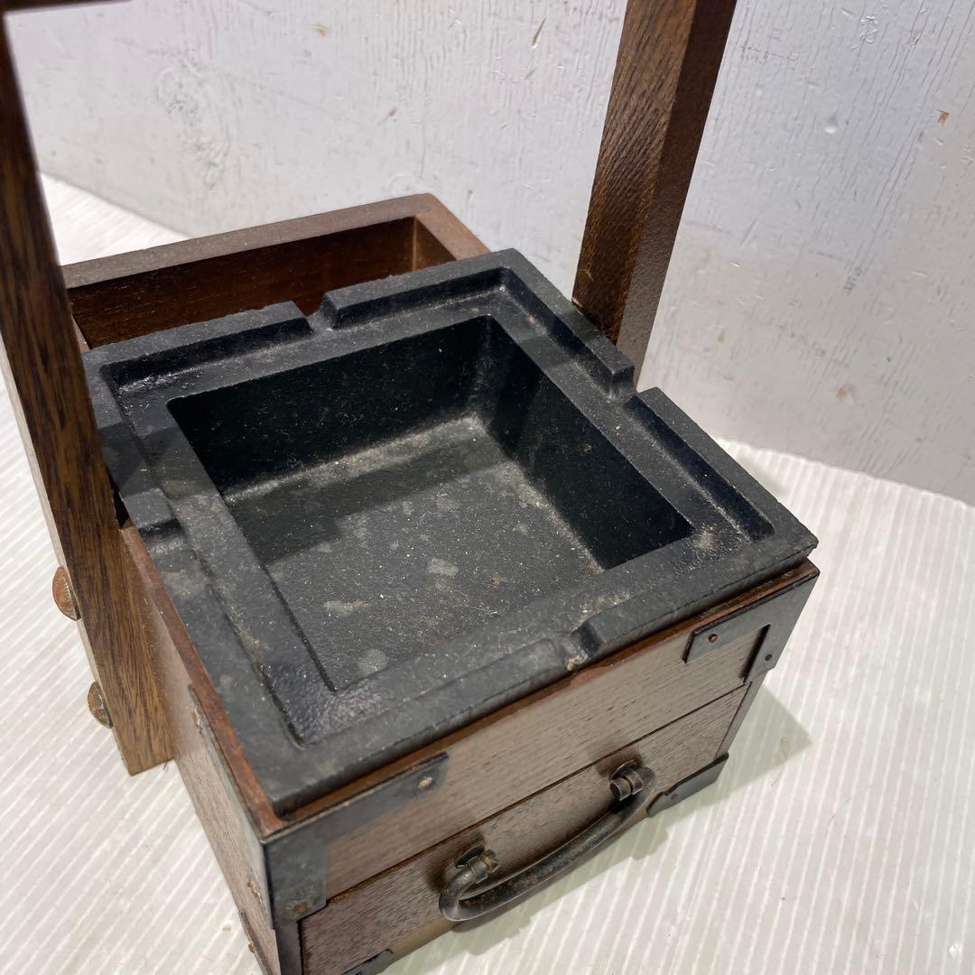 一点もの 希少品 【和骨董】木製 火鉢 煙草盆 抽斗付き 時代物 灰皿付き