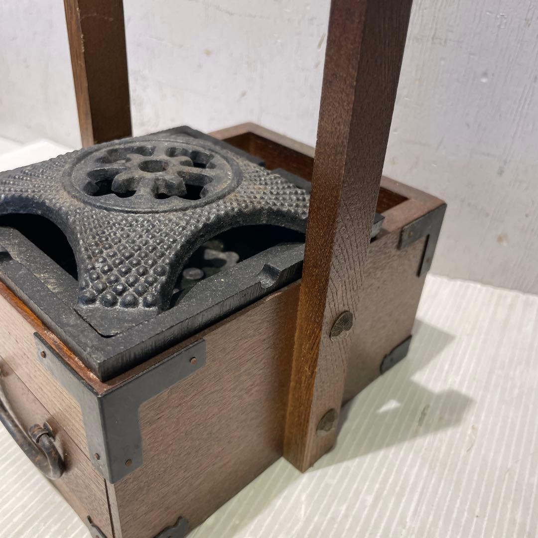 一点もの 希少品 【和骨董】木製 火鉢 煙草盆 抽斗付き 時代物 灰皿付き