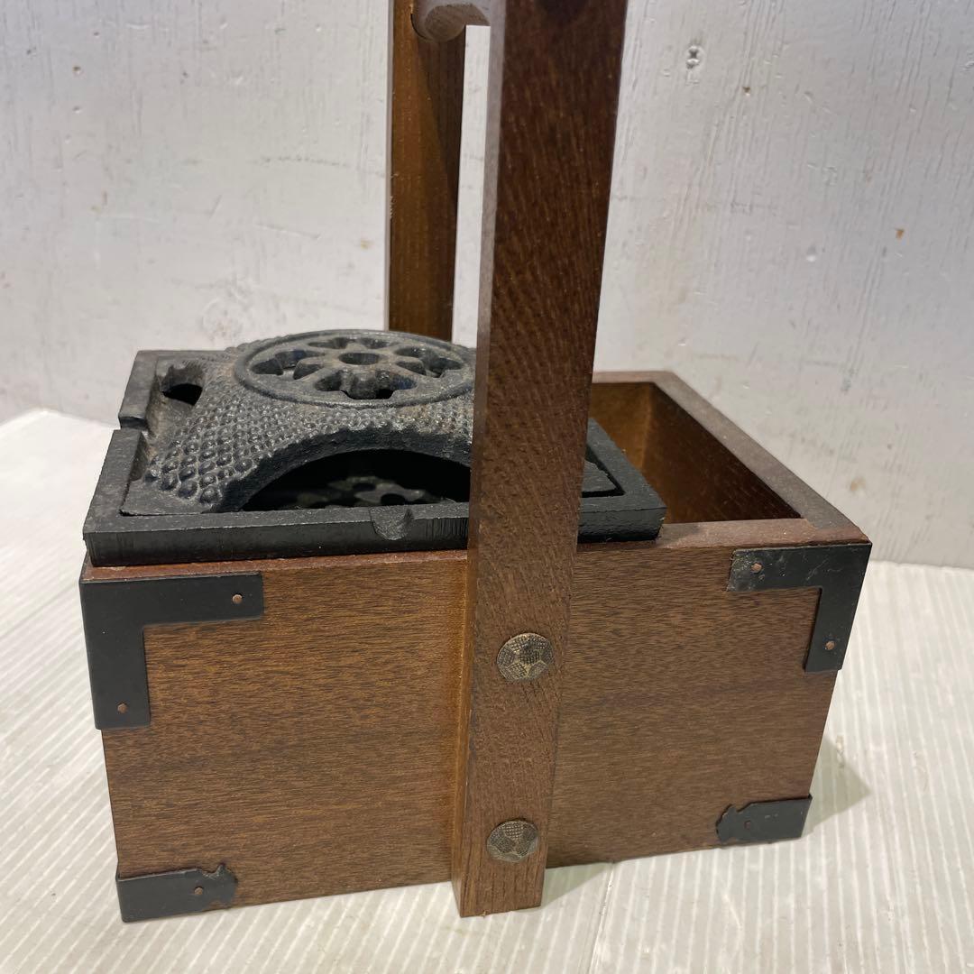 一点もの 希少品 【和骨董】木製 火鉢 煙草盆 抽斗付き 時代物 灰皿付き