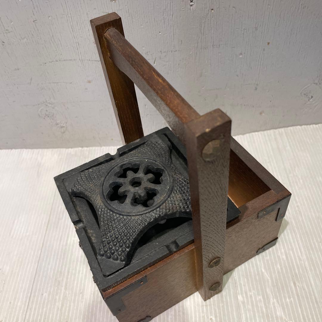 一点もの 希少品 【和骨董】木製 火鉢 煙草盆 抽斗付き 時代物 灰皿付き