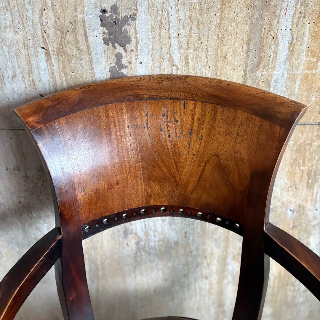 エスニックスタイル　レザーシート アームチェア ヴィンテージ　①