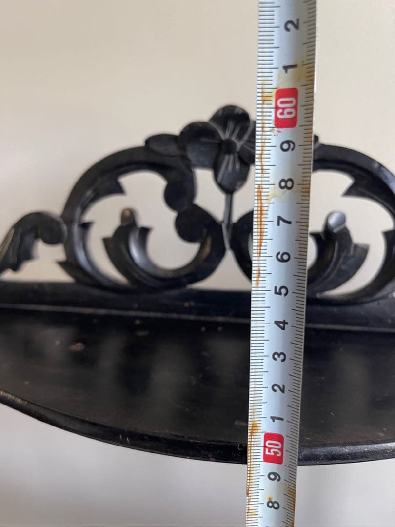 【き21】80 フランスアンティーク　黒 ナポレオンシェルフ ブラック