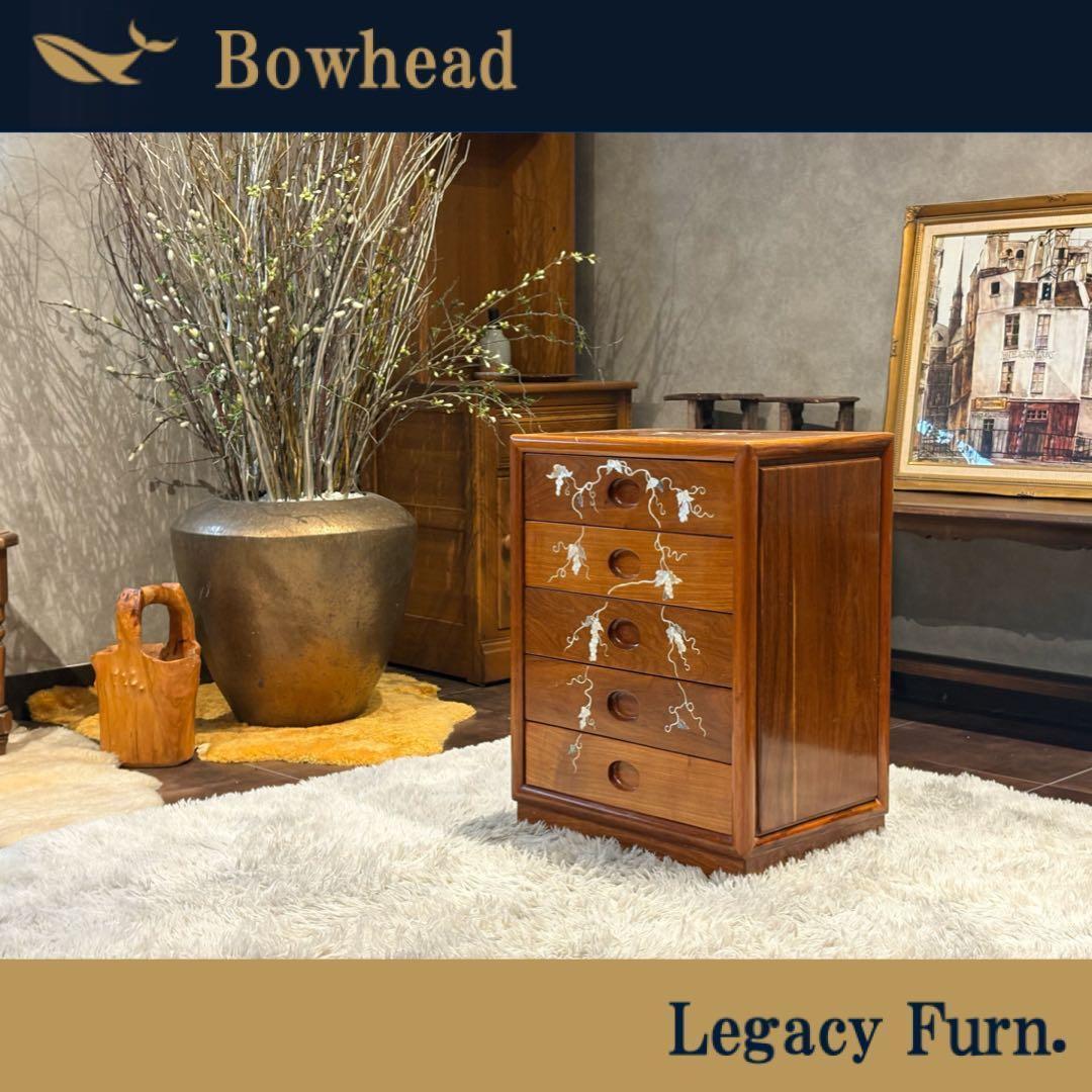 希少　唐木　5段チェスト　螺鈿細工　螺鈿家具　アンティーク 骨董　花梨　GZ