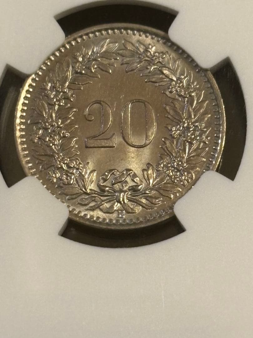 1960年B スイス 20ラッペン（NGC） MS64