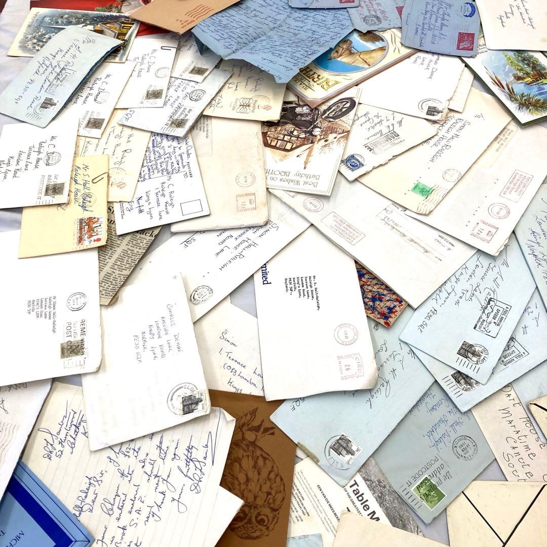 ラスト2手紙・封筒関係の紙モノだけで【800g】 紙物 素材 ジャンクジャーナル