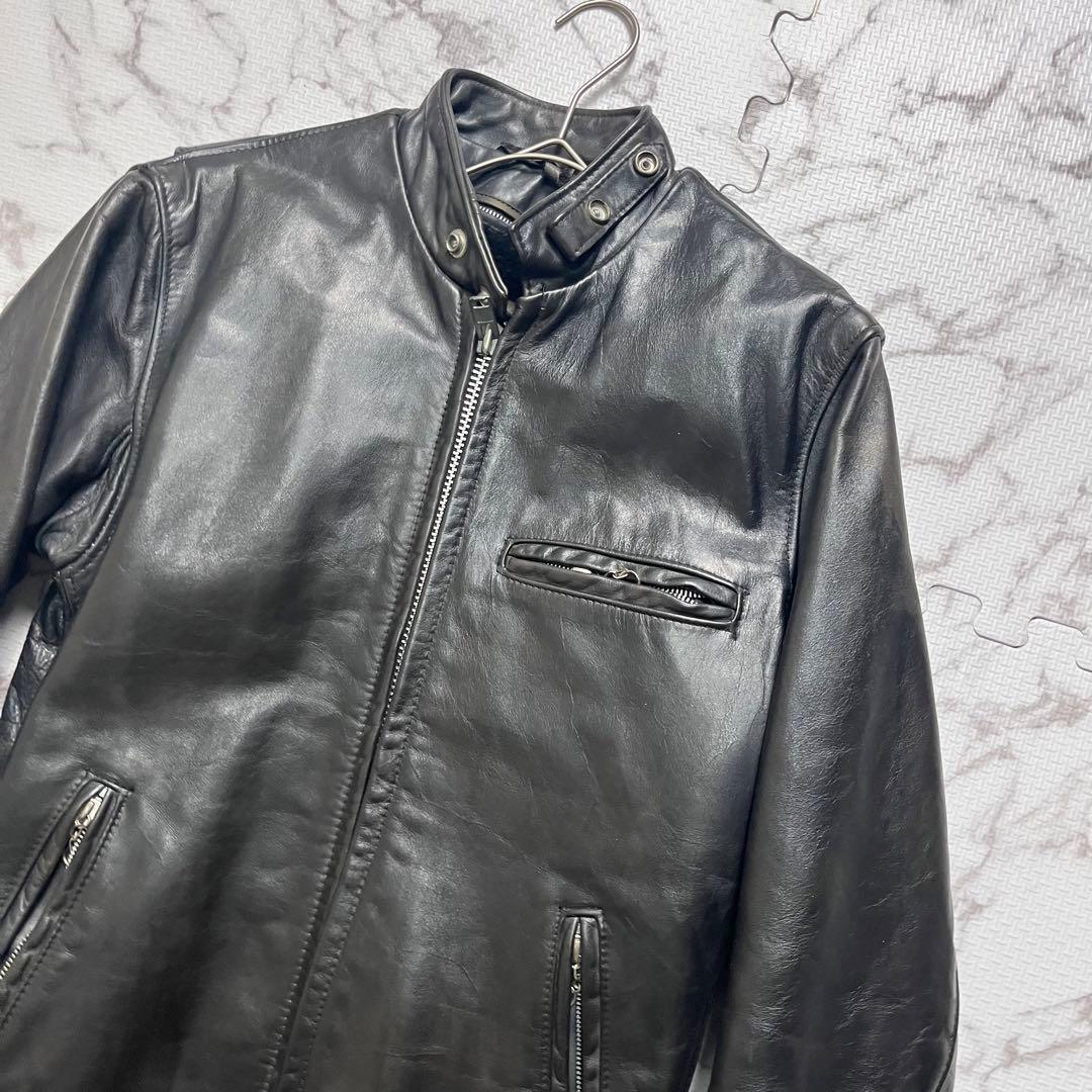 ライナー付き✨【米国製】schott シングルライダース ボア 黒 34 牛革