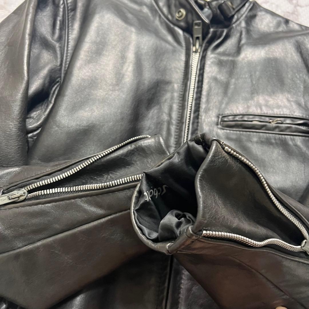 ライナー付き✨【米国製】schott シングルライダース ボア 黒 34 牛革