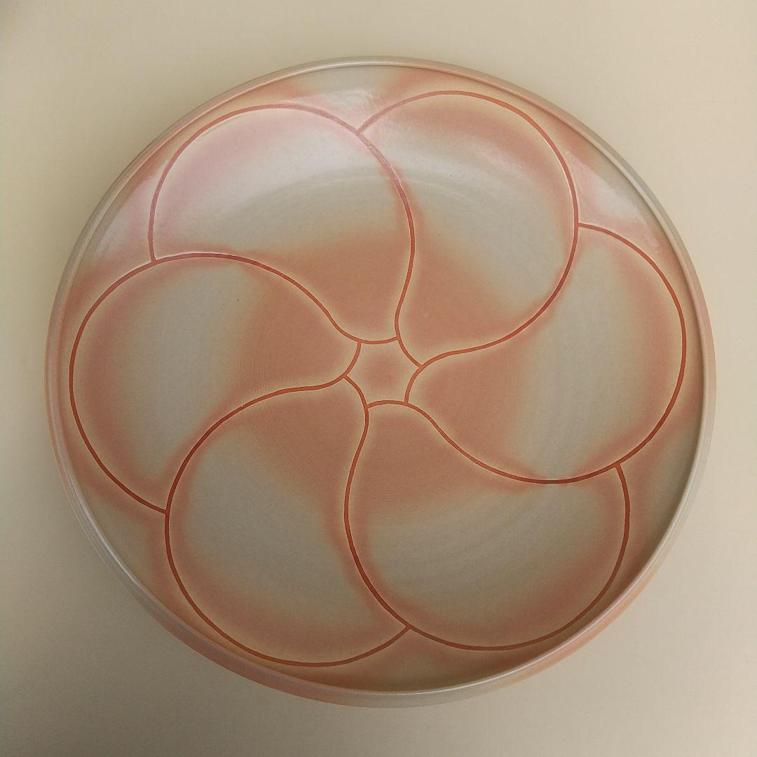 萩焼　十三代　田原陶兵衛　窯変文　皿　直径約44cm