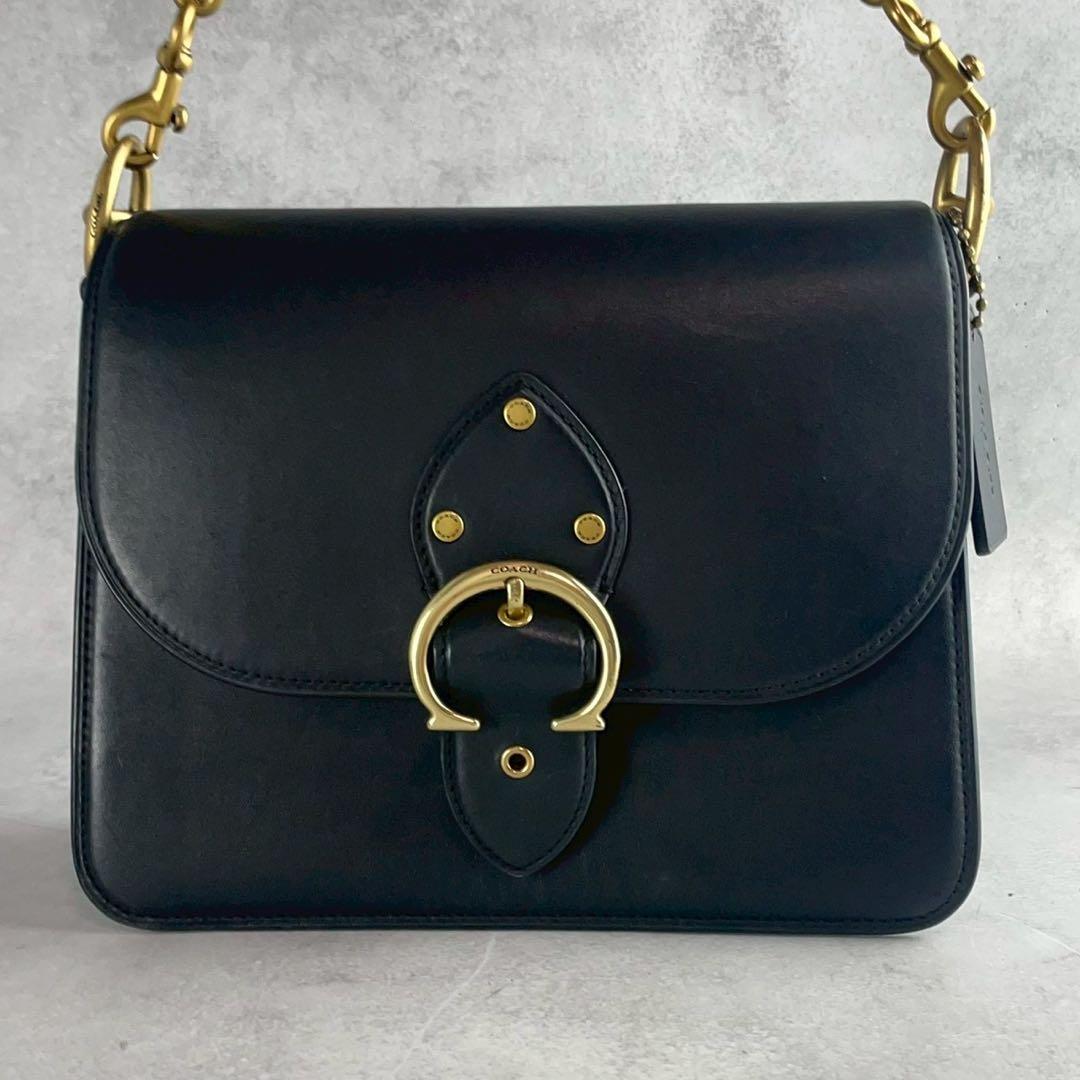 ✨美品✨コーチ　ビート　ショルダーバッグ 3way チェーン　レザー　ブラック