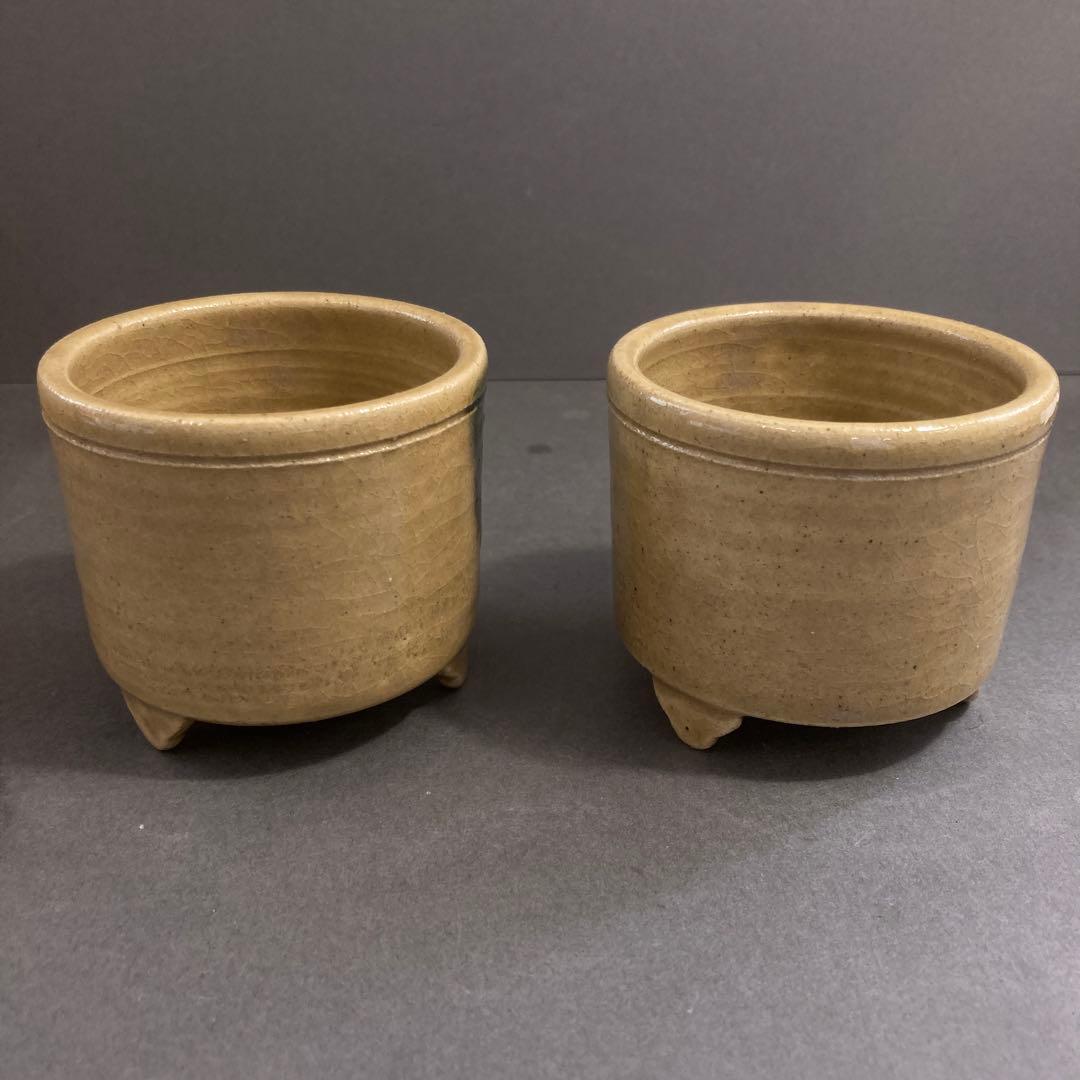 茶道具　美濃焼キセト　香炉一対　幽光斉　瑞光窯　佐々木八十二　共箱　S261KR