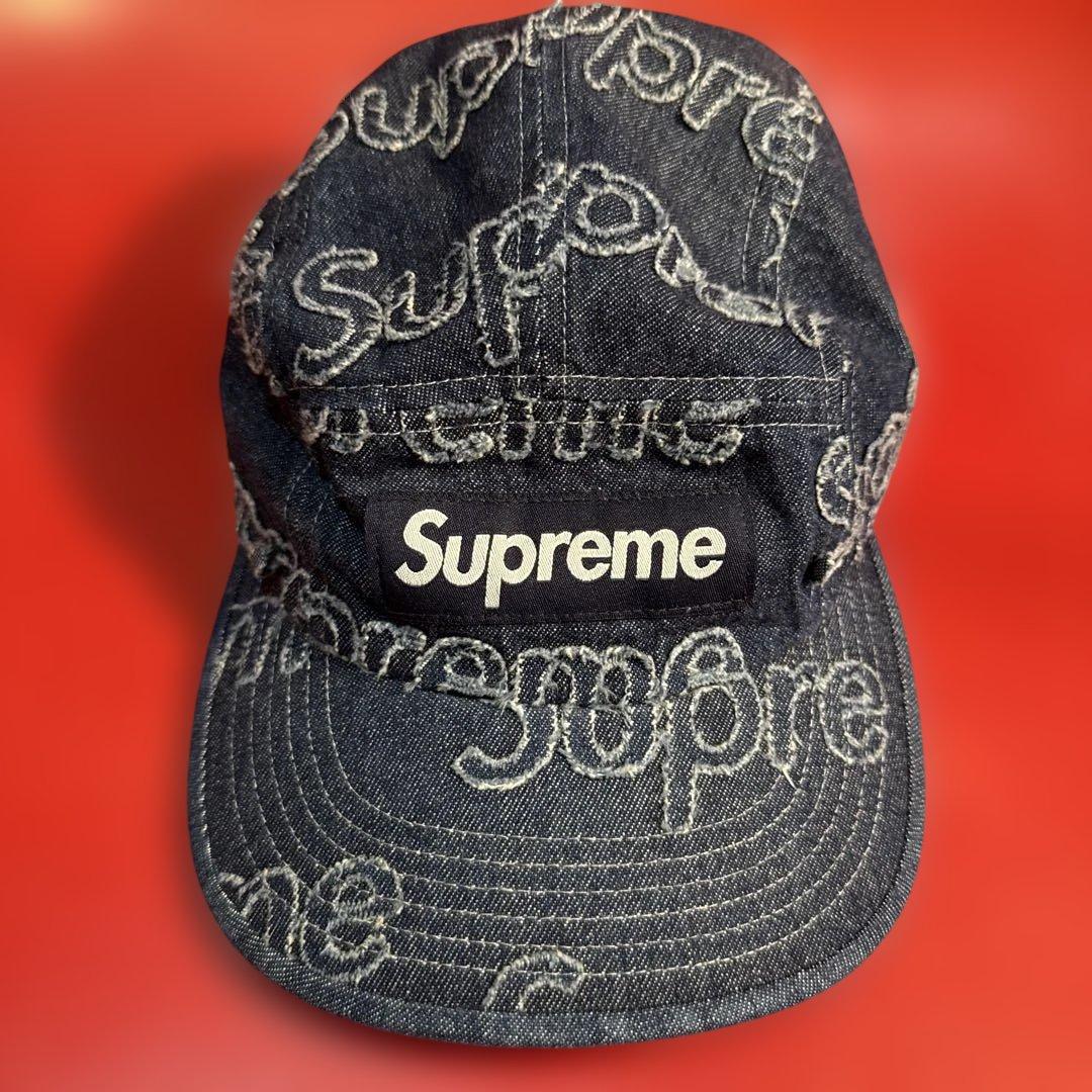 Supreme Lasered Denim Camp Cap ネイビー デニム