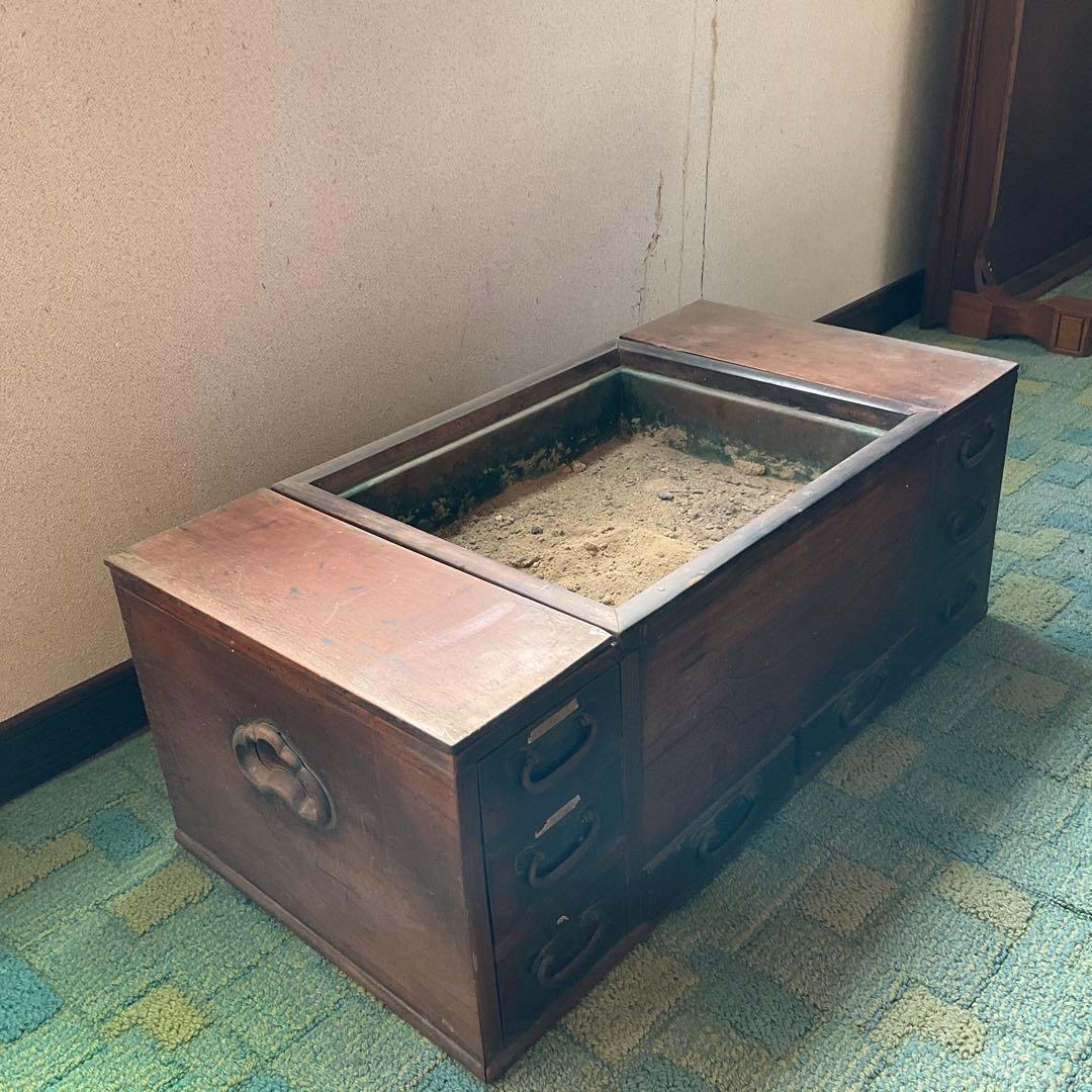 ヨ*ロ様 昭和家具　火鉢　木製 砂入り　17